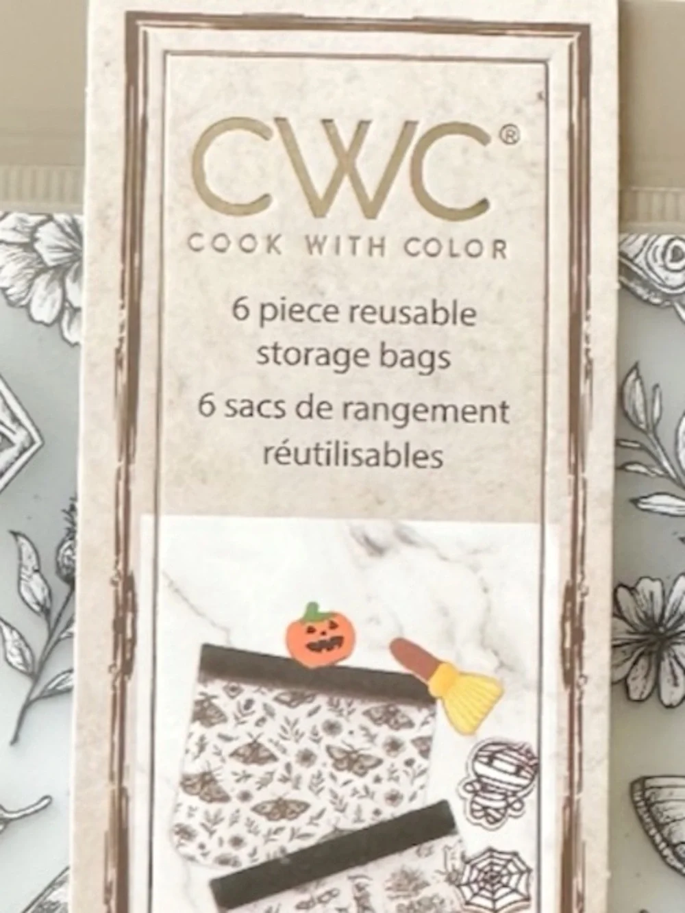 NEW CWC SPOOKY HALLOWEEN Themed Reusable Storage Bags Set/6